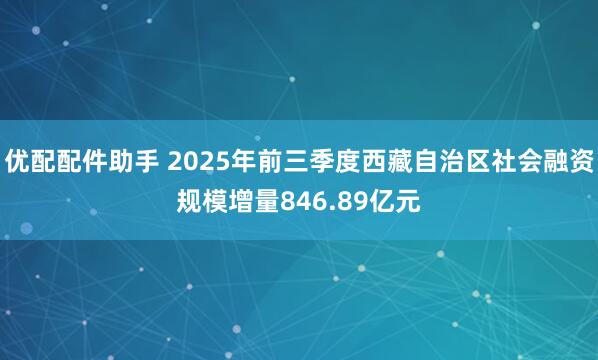 优配配件助手 2025年前三季度西藏自治区社会融资规模增量846.89亿元
