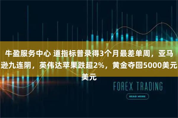 牛盈服务中心 道指标普录得3个月最差单周,亚马逊九连阴,英伟达苹果跌超2%,黄金夺回5000美元