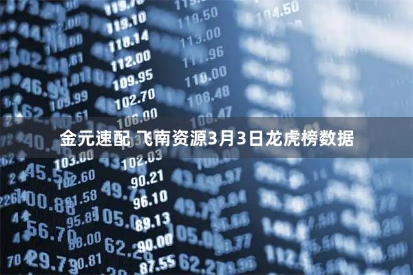 金元速配 飞南资源3月3日龙虎榜数据